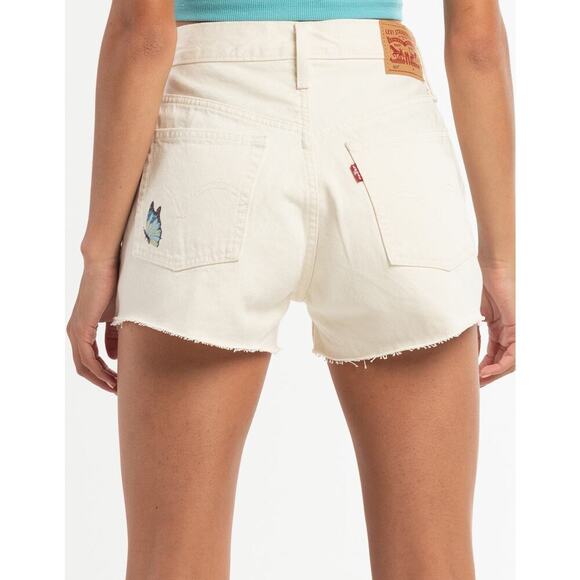 Levi's 501 Shorts Size 30 High Rise Button Fly Butterfly Cut Off Denim White NWT - Picture 3 of 13